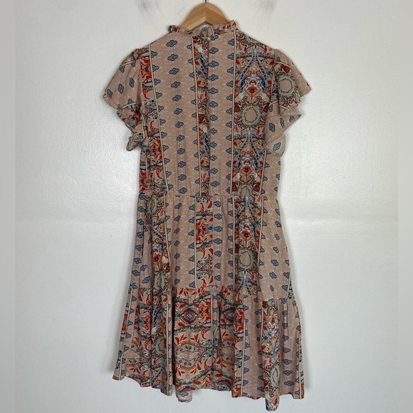 Kirundo Women's Floral Mini Dress Size Small Tiered Flutter Sleeve Side Pockets - Picture 5 of 14